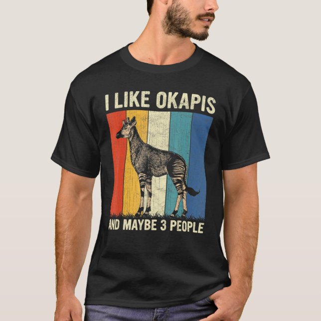 T-shirt J'Aime Okapis Et Peut-Être 3 Personnes Retro Okapi (Devant)