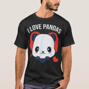 T-shirt J'Aime Pandas Coeur forme mignonne Panda Ours