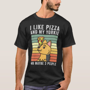 T-shirt J'Aime Pizza Yorkshire Terrier Retro Chien Vintage