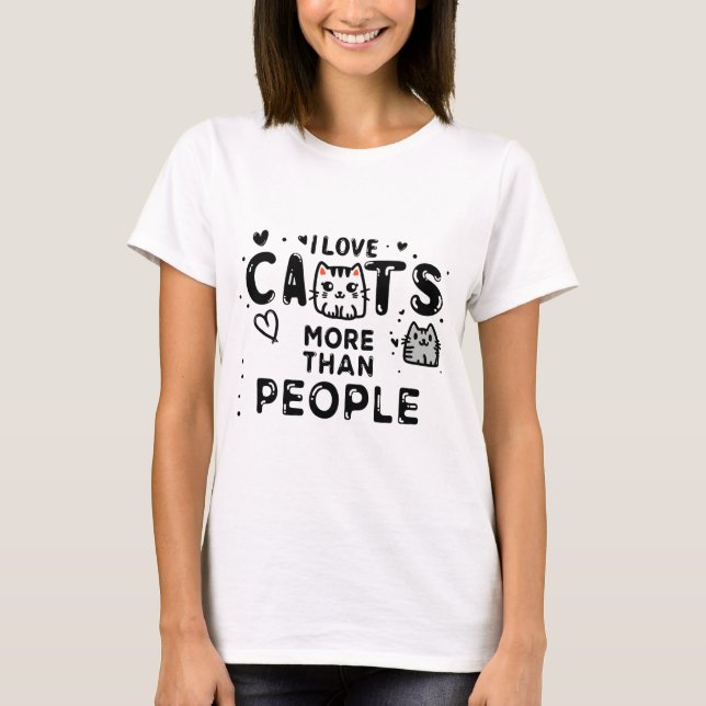 T-shirt J'aime plus les chats que les gens qui dessinent l (Devant)