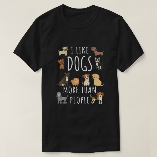 T-shirt J'aime plus les chiens que les gens (Design devant)