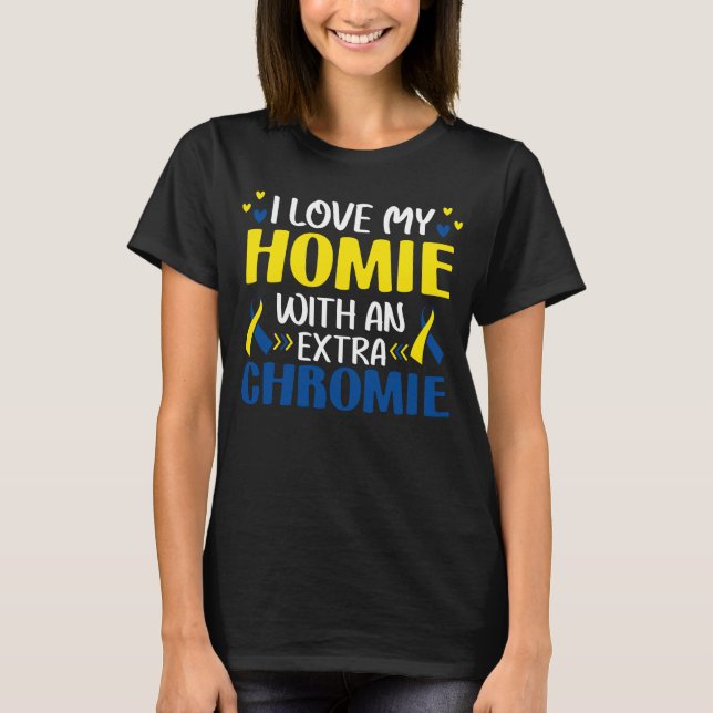 T-shirt J'aime quelqu'un avec le syndrome du bas vers la l (Devant)