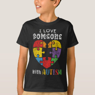 T-shirt J'Aime Quelqu'Un Avec Sensibilisation sur l'autism