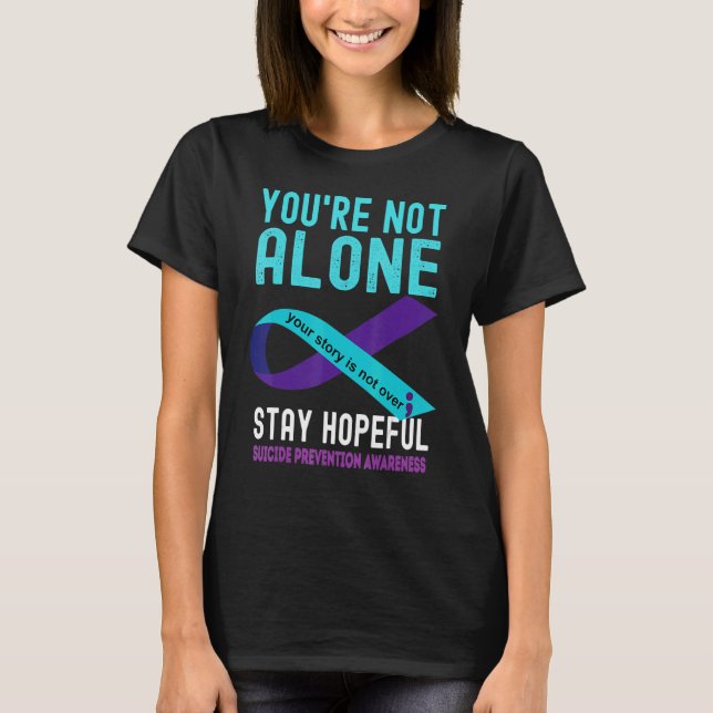 T-shirt J'Aime Quelqu'Un Turquoise Purple Suicide Préventi (Devant)