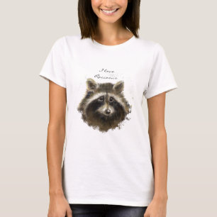 T-shirt J'aime Raccoons, Citation, jolie collection d'anim