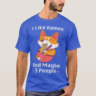 T-shirt J'Aime Ramen Et Peut-Être 3 Personnes Kawaii Chien