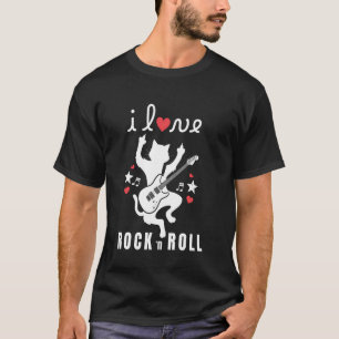 T-shirt J'aime Rock and Roll Guitar Cat Rock and Roll Musi