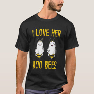 T-shirt J'Aime Son Boo Bees Ghost Outfit Men Funny Hallowe