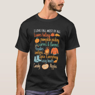 T-shirt J'Aime Tomber La Plupart De Tous Les Feuilles Tomb