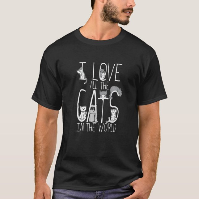 T-shirt J'Aime Tous Les Chats Du Monde Vêtements Pour La V (Devant)