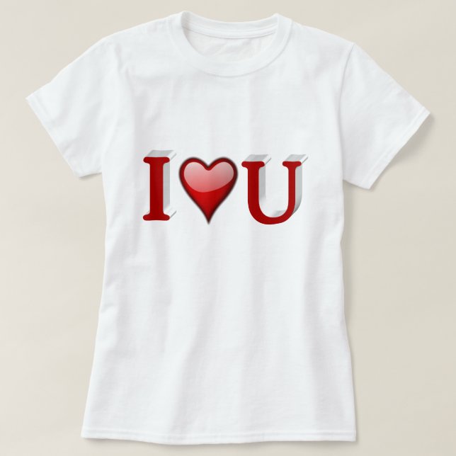 T-shirt J'aime U Valentines Jour Rouge (Design devant)