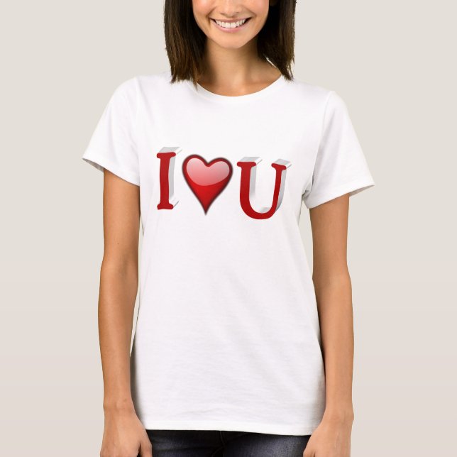 T-shirt J'aime U Valentines Jour Rouge (Devant)