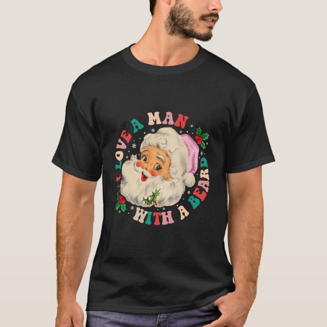 T-shirt J'Aime Un Avec Une Barbe Père Noël (Devant)