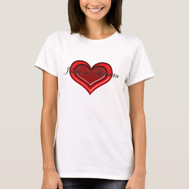 T-shirt J'aime un dessus d'aviateur (Devant)