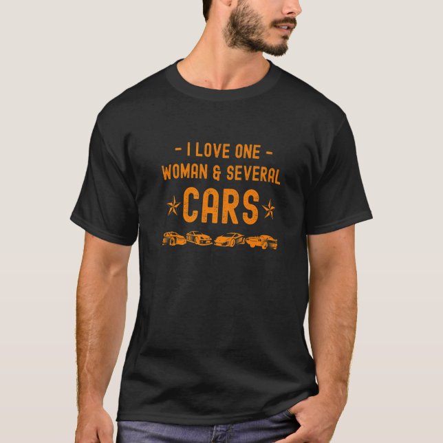 T-shirt J'Aime Une Femme Et Plusieurs Voitures Racing Voit (Devant)