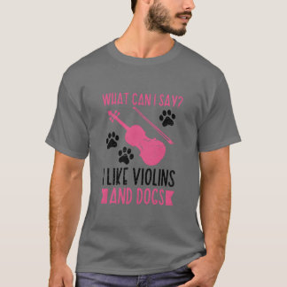 T-shirt J'Aime Violons Et Chiens Violon Musicien Musique f