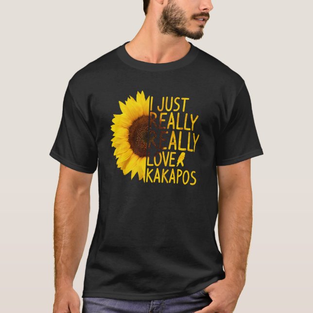 T-shirt J'Aime Vraiment Kakapos Femmes Hommes Bird Sunflow (Devant)