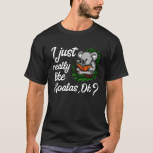 T-shirt J'Aime Vraiment Koala Porte Une Lecture De Livre D