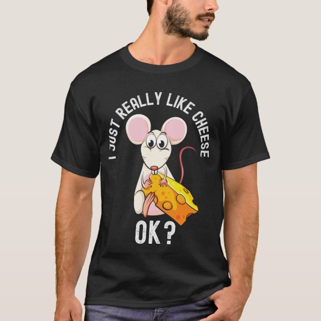 T-shirt J'Aime Vraiment Le Fromage, Ok Drôle Fromage Souri (Devant)