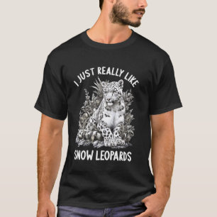 T-shirt J'aime vraiment les amoureux des léopards des neig