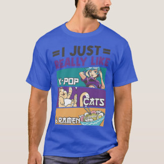 T-shirt J'Aime Vraiment Les Chats K-pop Et Ramen 228