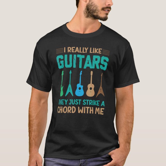 T-shirt J'Aime Vraiment Les Guitares Qu'Ils Frappent Juste (Devant)