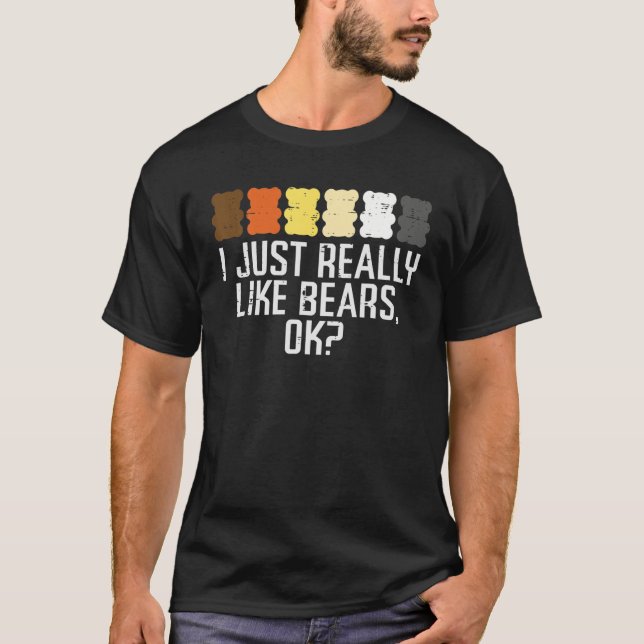 T-shirt J'Aime Vraiment Les Ours Ok Gay Cute LGBT Rainbow (Devant)