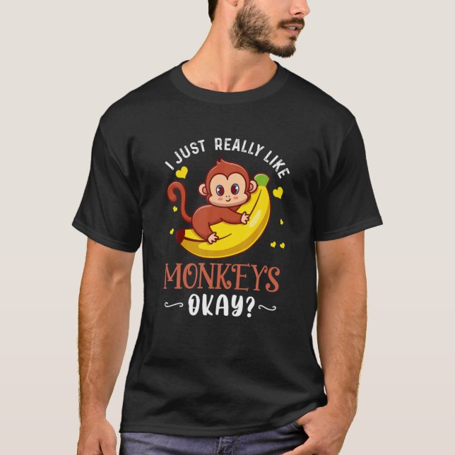 T-shirt J'Aime Vraiment Les Singes Ok Drôle Singe Lover X (Devant)