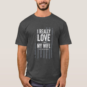 T-shirt J'Aime Vraiment Ma Femme Drôle Mens Basse Pêche Pl