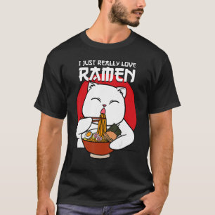 T-shirt J'Aime Vraiment Ramen Chat Japonais Kitty Noodle