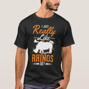 T-shirt J'aime vraiment Rhinos Rhinoceros