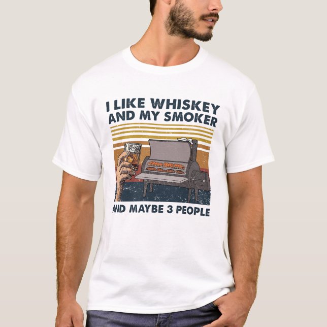 T-shirt J'Aime Whiskey Et Mon Fumeur Et Peut-Être 3 Person (Devant)