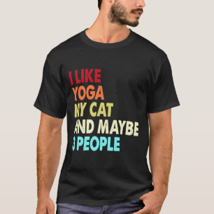 T-shirt J'Aime Yoga Mon Chat Et Peut-Être Trois Personnes