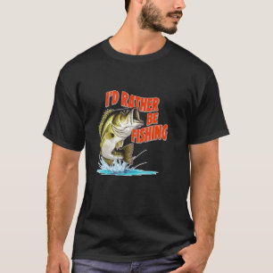 T-shirt J'aimerais mieux pêcher drôle pêcheur amusant pêch