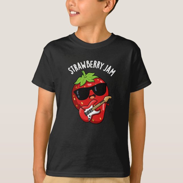 T-shirt Jam fraise Funny Fruit Pun Dark BG (Devant)