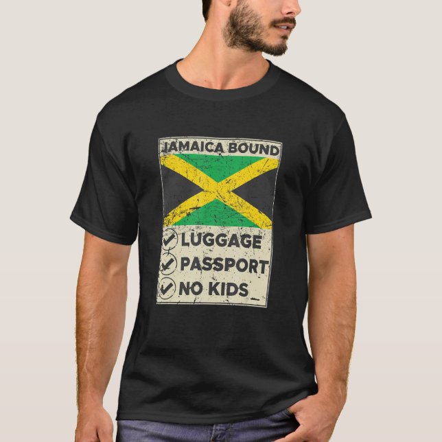 T-shirt Jamaica Bound Luggage Passport No Kids Travel Clot (Devant)