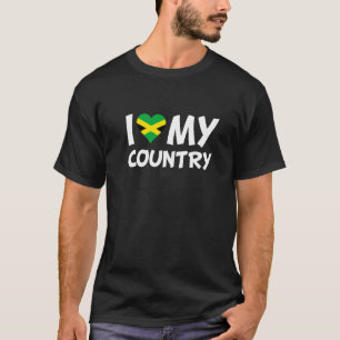 T-shirt Jamaïcain Drapeau Coeur J'aime mon pays Jamaïque