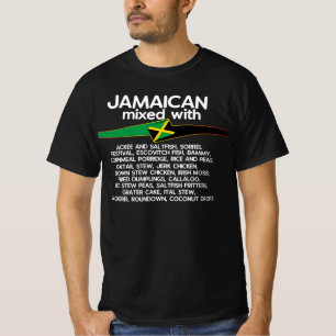 T-shirt Jamaïcain Mélangé Avec Jamaïque Fière Groupe Qui C