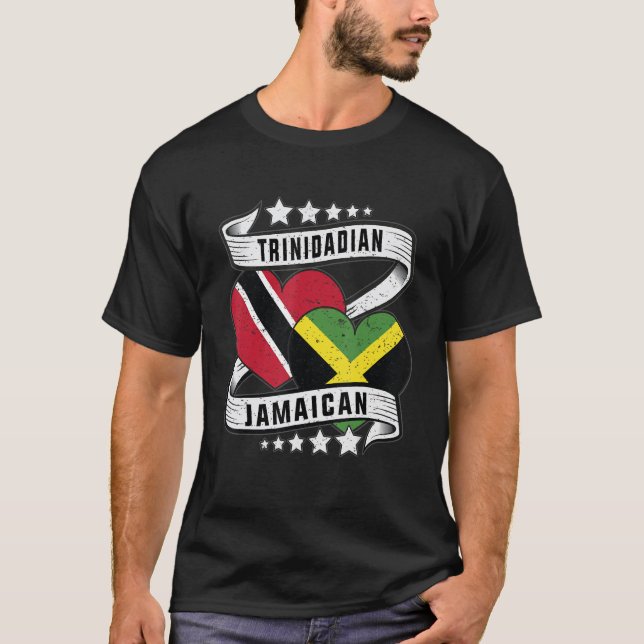 T-shirt Jamaïcain Trinidad moitié Trinidad et moitié jamaï (Devant)