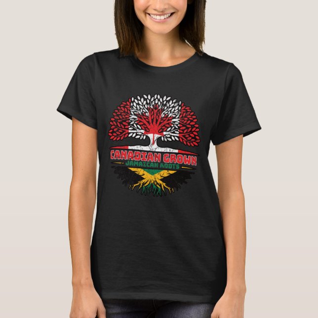 T-shirt Jamaïcaine Drapeau canadien des racines d'arbre du (Devant)