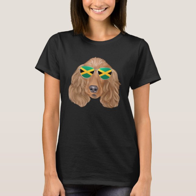 T-shirt Jamaican Flag Cocker Spaniel Dog Jamaica Pocket (Devant)