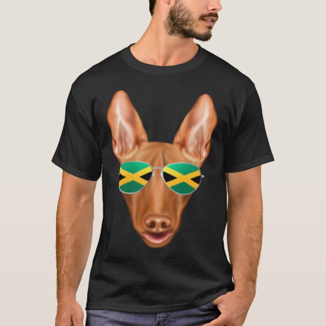 T-shirt Jamaican Flag Pharaoh Hound Dog Jamaica Pocket (Devant)