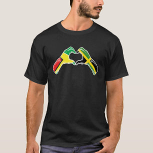 T-shirt Jamaïque Guyana Drapeau Jamaïcain Guyanais Coeur