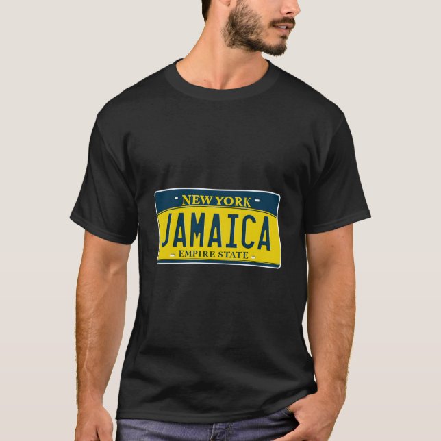 T-shirt Jamaïque Queens Ny New York Voisinage License Pl (Devant)