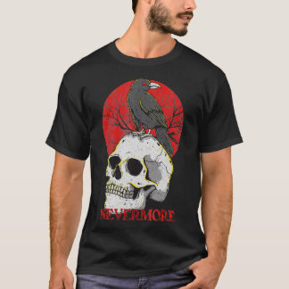 T-shirt Jamais plus gothique Corbeau Corbeau crâne Emo Pun