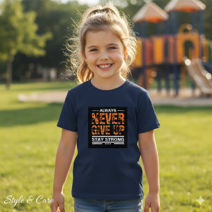 T-shirt Jamais renoncer- marque de texte bleu marine