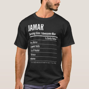T-shirt Jamar Taille du service Nutrition Étiquette Calori