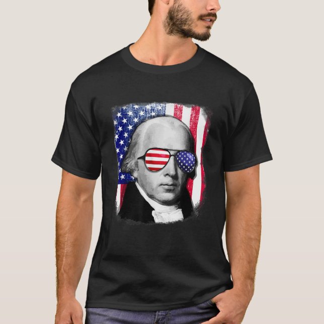 T-shirt James Madison Chemise du drapeau américain 4 juill (Devant)