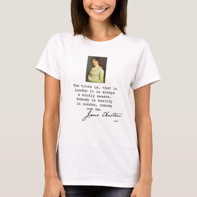 T-shirt Jane Austen portrait et citations de livres Emma, (Devant)