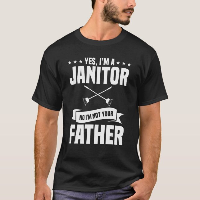 T-shirt Janitor Père Gardien Papa Nettoyant Gardien Graiss (Devant)
